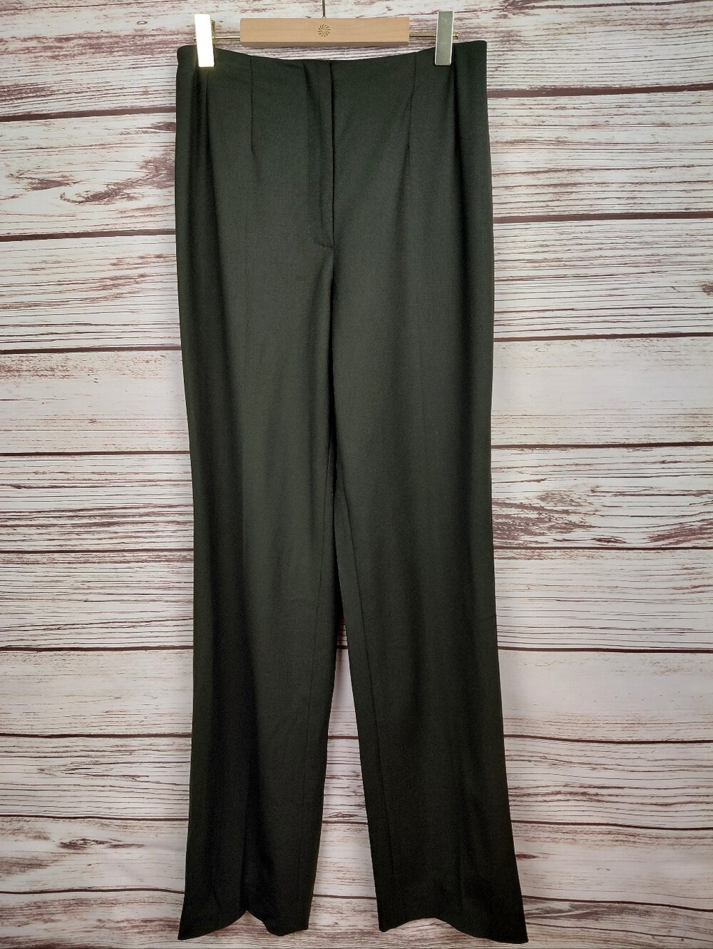 Piazza Sempione IT 40 US 4 Sophia Dark Forest Green Wool Straight Leg Pants